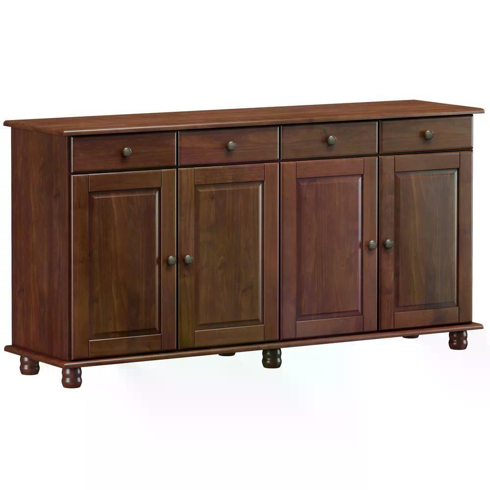 Balcao 4 Portas 4 Gavetas Madeira Maciça 8929 Rubi Café - 1