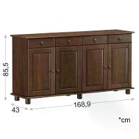 Balcao 4 Portas 4 Gavetas Madeira Maciça 8929 Rubi Café - 17