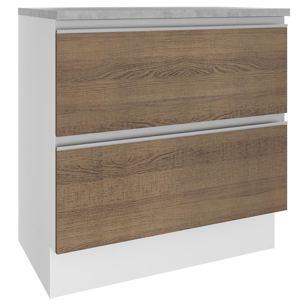 Balcão Glamy 80 cm 2 Gavetas Branco e Rustic Madesa - 2