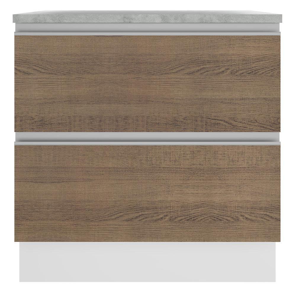 Balcão Glamy 80 cm 2 Gavetas Branco e Rustic Madesa - 6