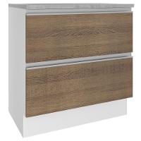 Balcão Glamy 80 cm 2 Gavetas Branco e Rustic Madesa - 1