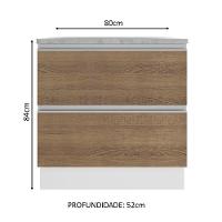 Balcão Glamy 80 cm 2 Gavetas Branco e Rustic Madesa - 3