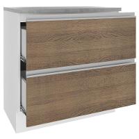 Balcão Glamy 80 cm 2 Gavetas Branco e Rustic Madesa