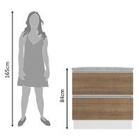 Balcão Glamy 80 cm 2 Gavetas Branco e Rustic Madesa - 5