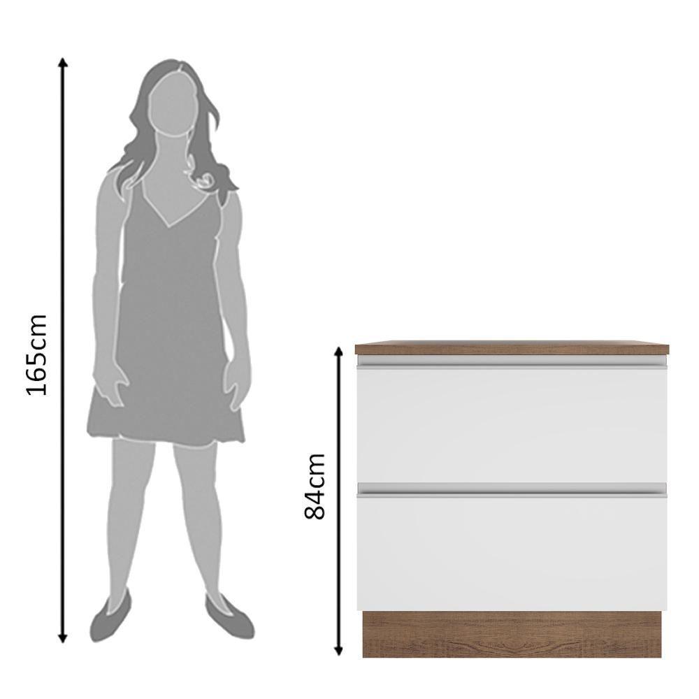 Balcão Glamy 80 cm 2 Gavetas Rustic e Branco Madesa - 5