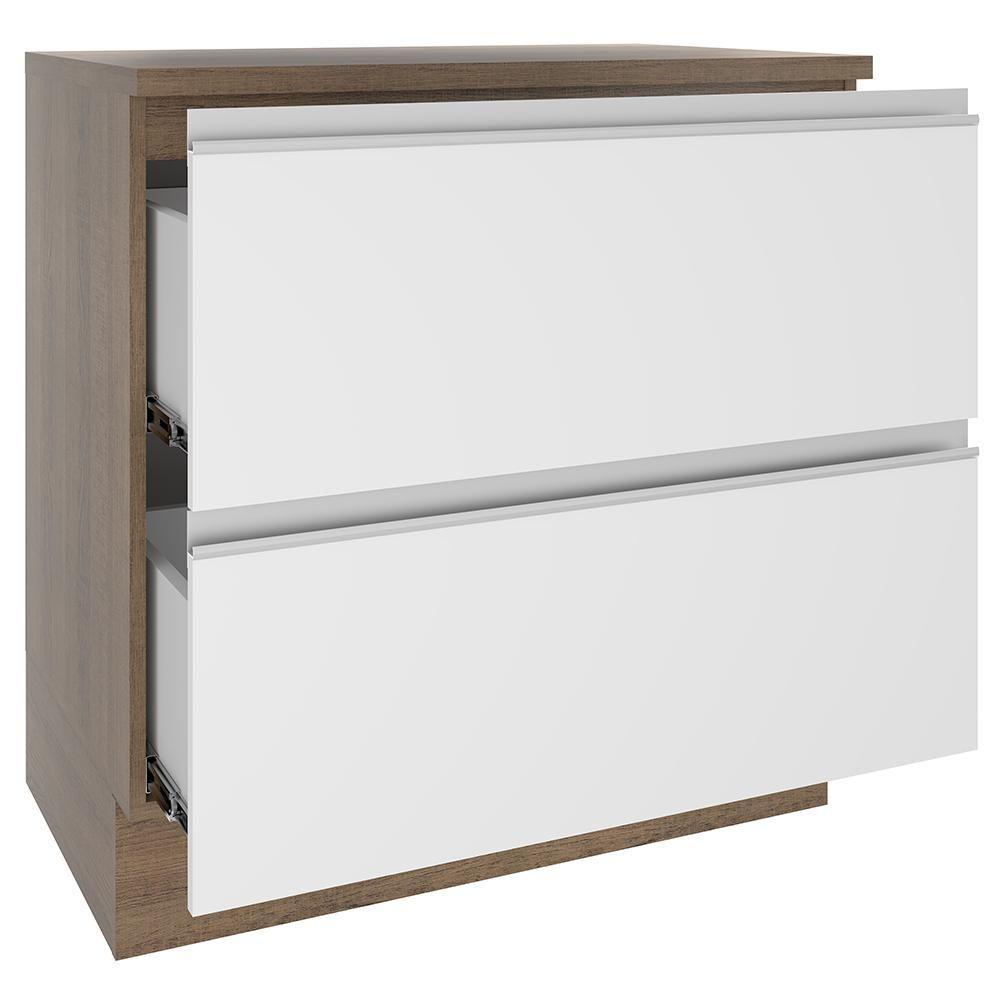 Balcão Glamy 80 cm 2 Gavetas Rustic e Branco Madesa - 7