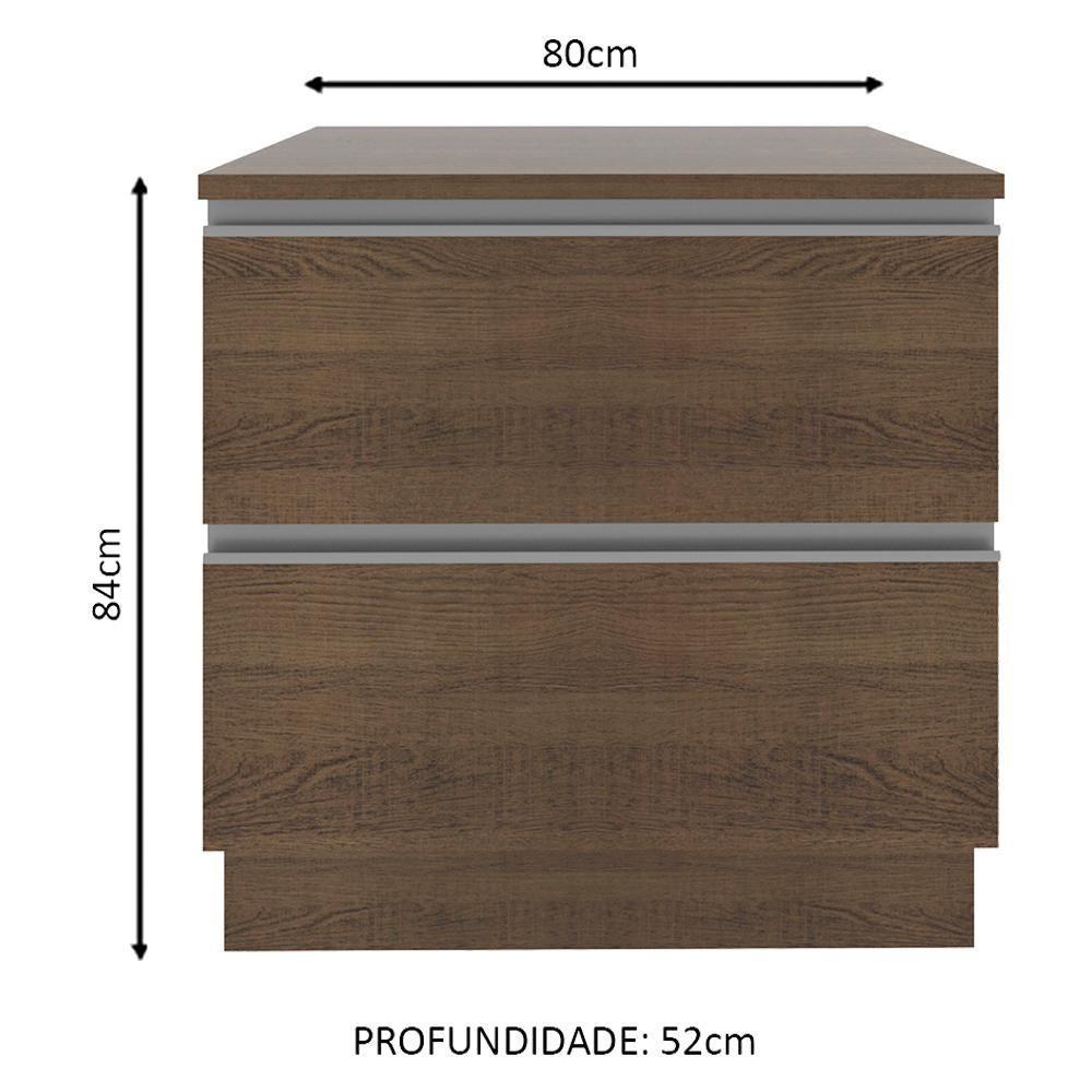 Balcão Glamy 80cm 2 Gavetas Rustic Madesa - 3