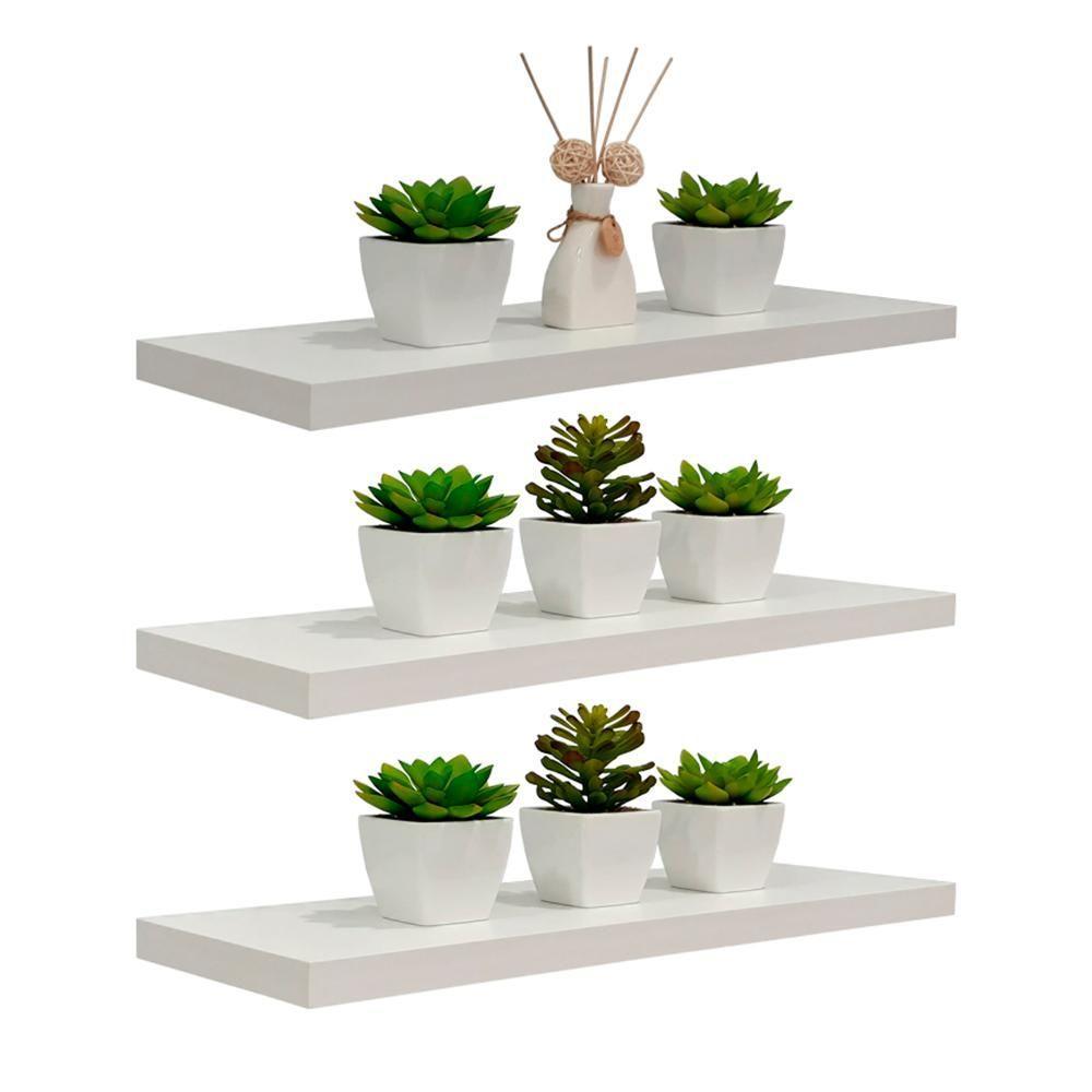 Kit 3 Prateleiras 60 x 15cm Branco Espessura 25mm Invisível - 5