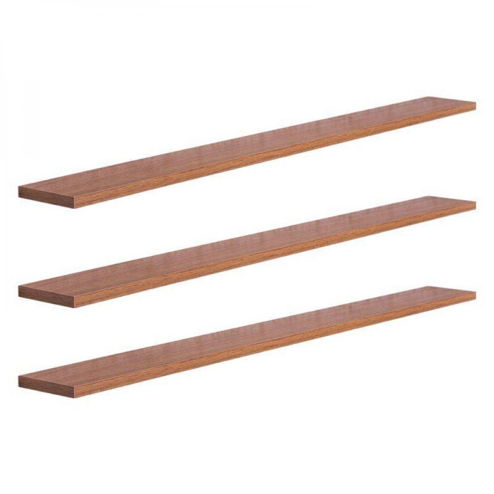 Kit 3 Prateleiras 90 x 10cm Freijó Invisível - 2