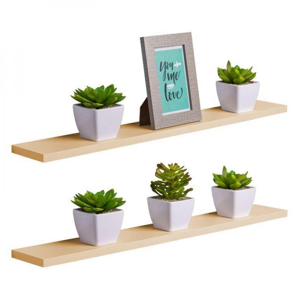 Kit 2 Prateleiras 70 X 10cm Bege Claro Suporte Invisível - 1