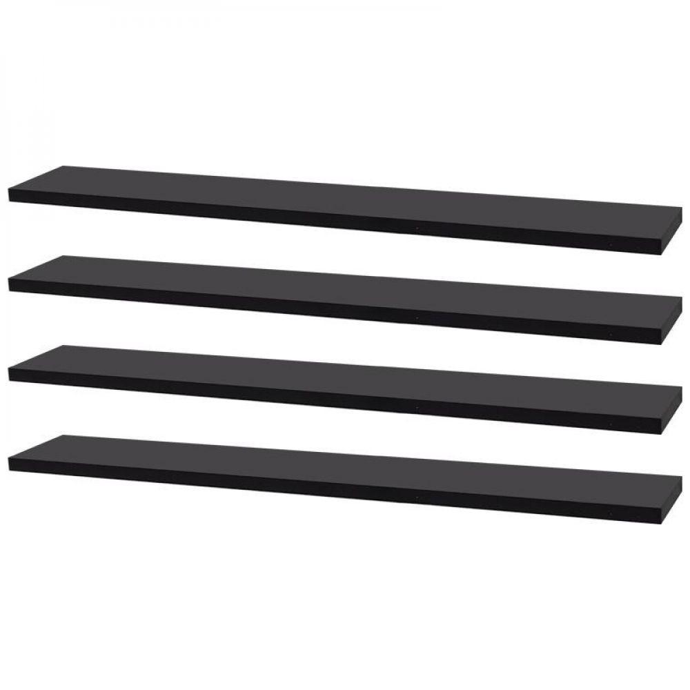 Kit 4 Prateleiras 60 X 20cm Preta Suporte Invisível - 1