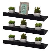 Kit 3 Prateleiras Porta Quadros 70X15cm Preta com Suporte - 5