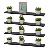 Kit 4 Prateleiras 60 X 10cm Preta Suporte Invisível