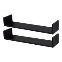 Kit 2 Prateleiras U 60 X 15cm Preta Suporte Invisível - 1