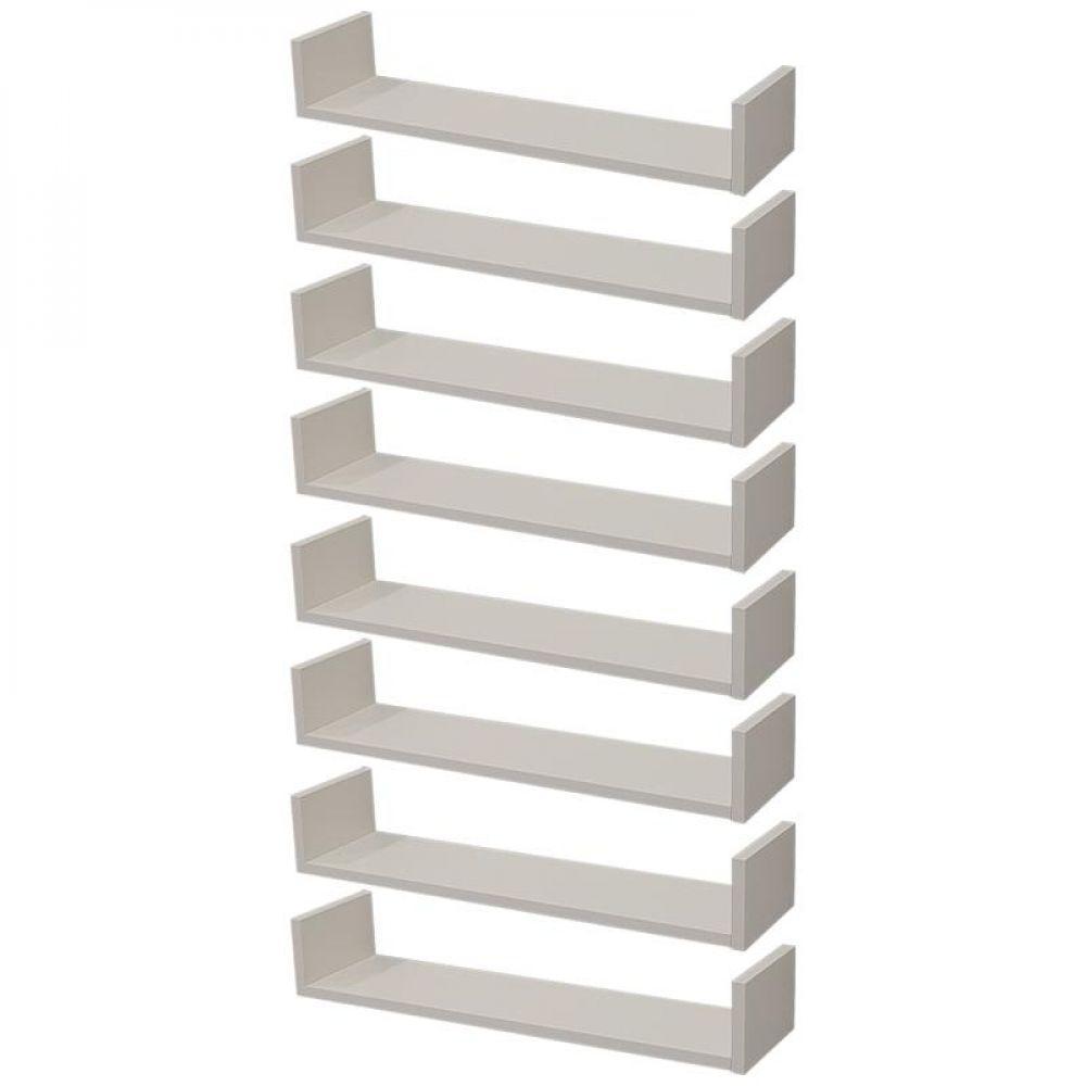 Kit 8 Prateleiras U 60 X 15cm Branca Suporte Invisível - 1