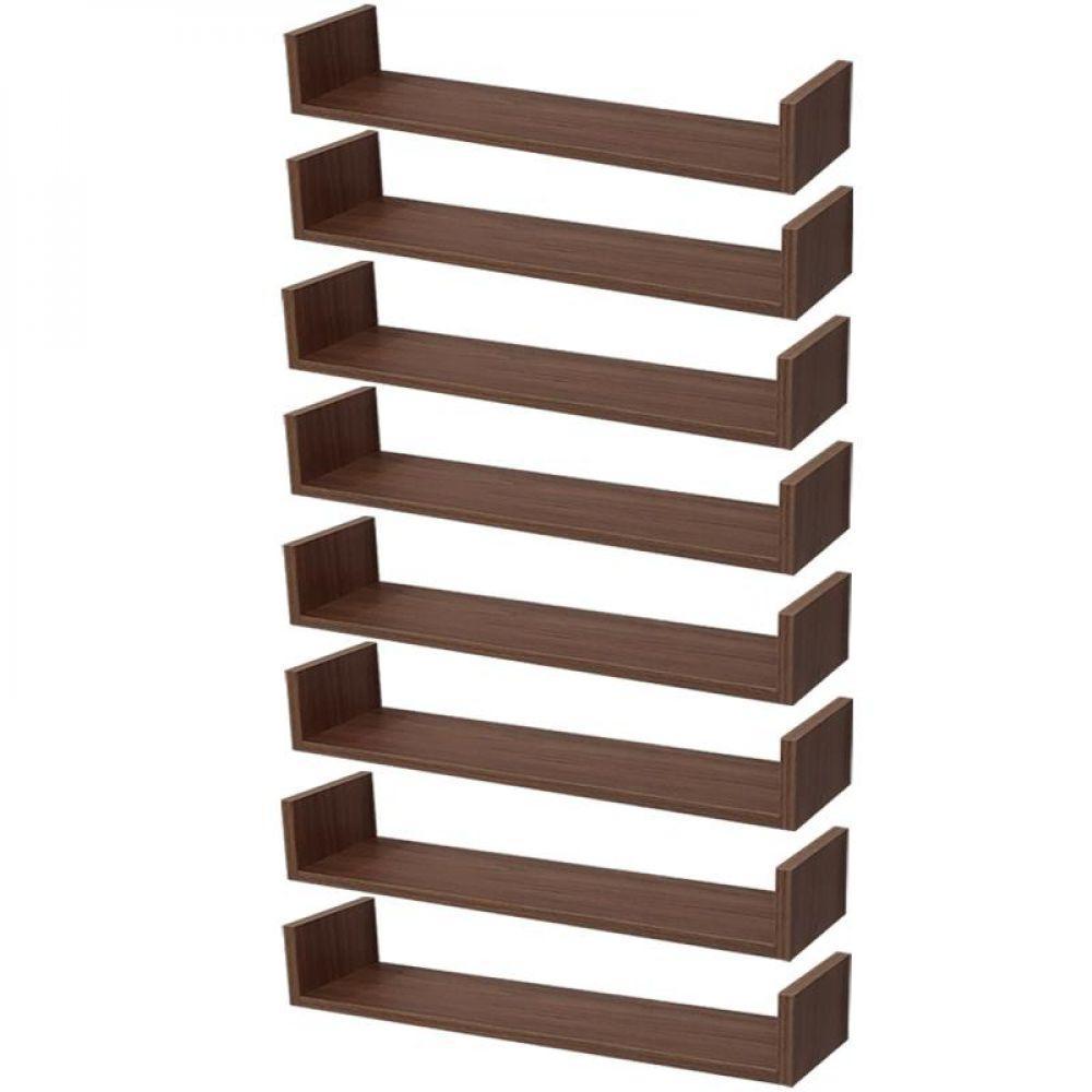 Kit 8 Prateleiras U 60 X 15cm Nogal Suporte Invisível - 1