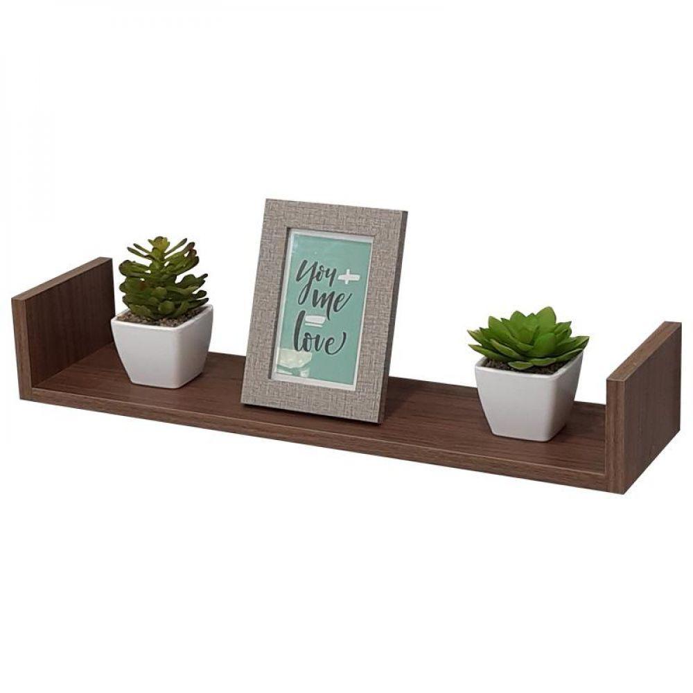 Kit 8 Prateleiras U 60 X 15cm Nogal Suporte Invisível - 2