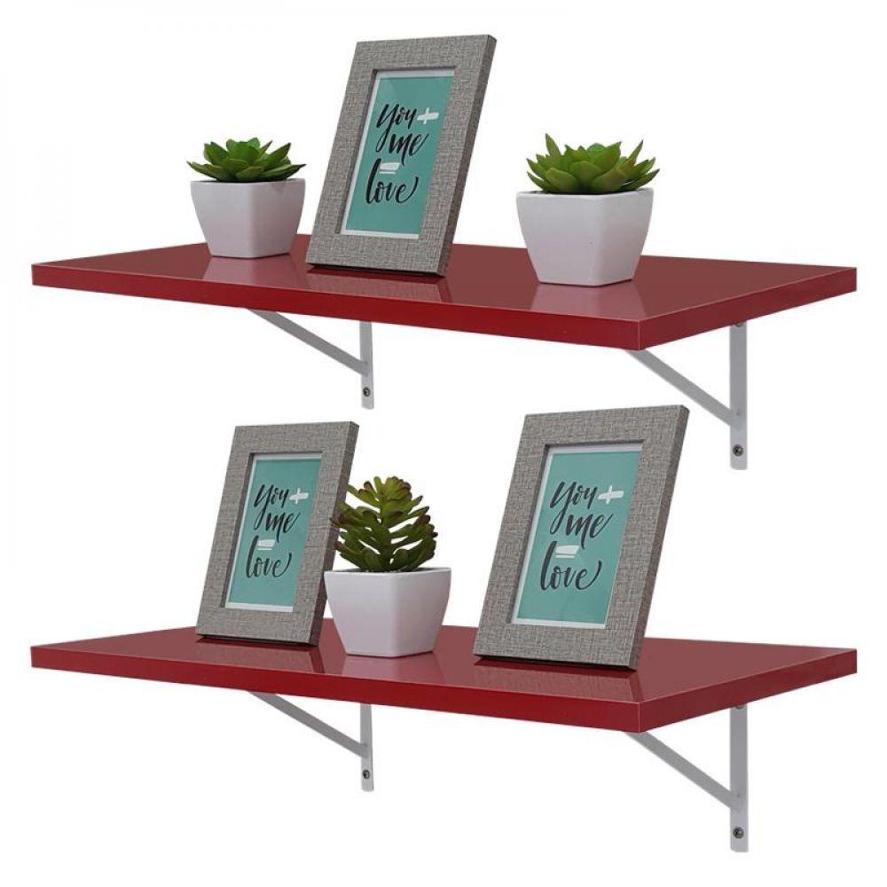 Kit 2 Prateleiras 80 X 30cm Vermelha Com Mão Francesa - 1