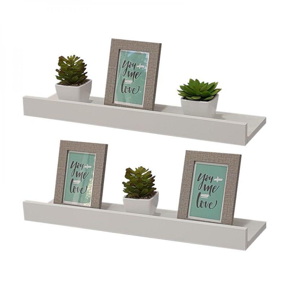 Kit 2 Prateleiras Porta Quadros 90 X 10cm Suporte Invisível - 1