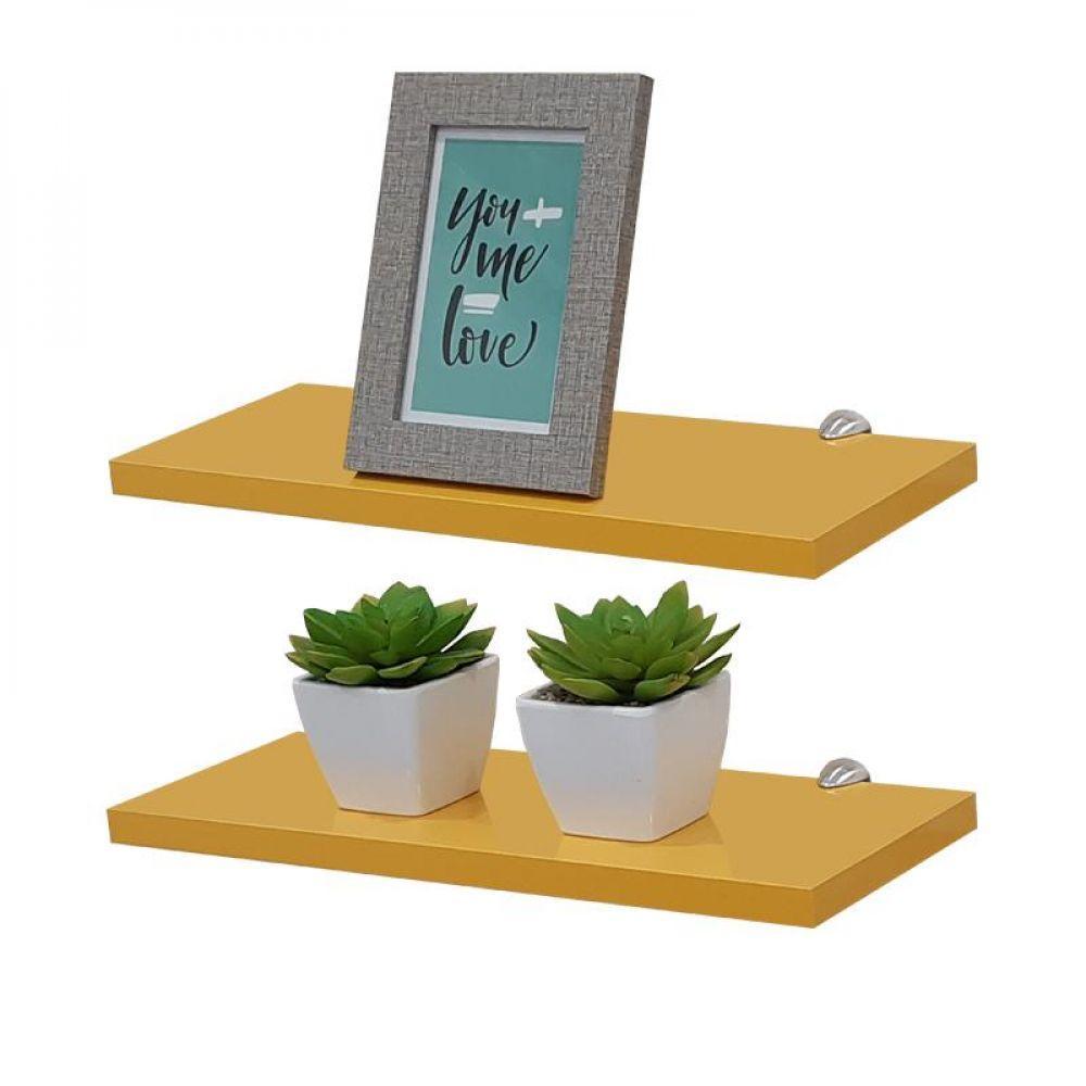 Kit 2 Prateleiras 60 X 15cm Amarela Com Suporte Tucano - 1