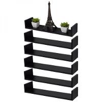 Kit 6 Prateleiras U 50 X 20cm Preta Suporte Invisível - 1