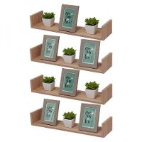 Kit 4 Prateleiras U 50 X 25cm Carvalho Suporte Invisível - 1