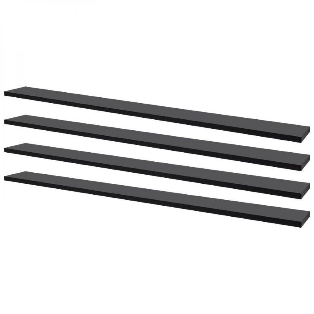Kit 4 Prateleiras 80 X 10cm Preta Suporte Invisível - 1