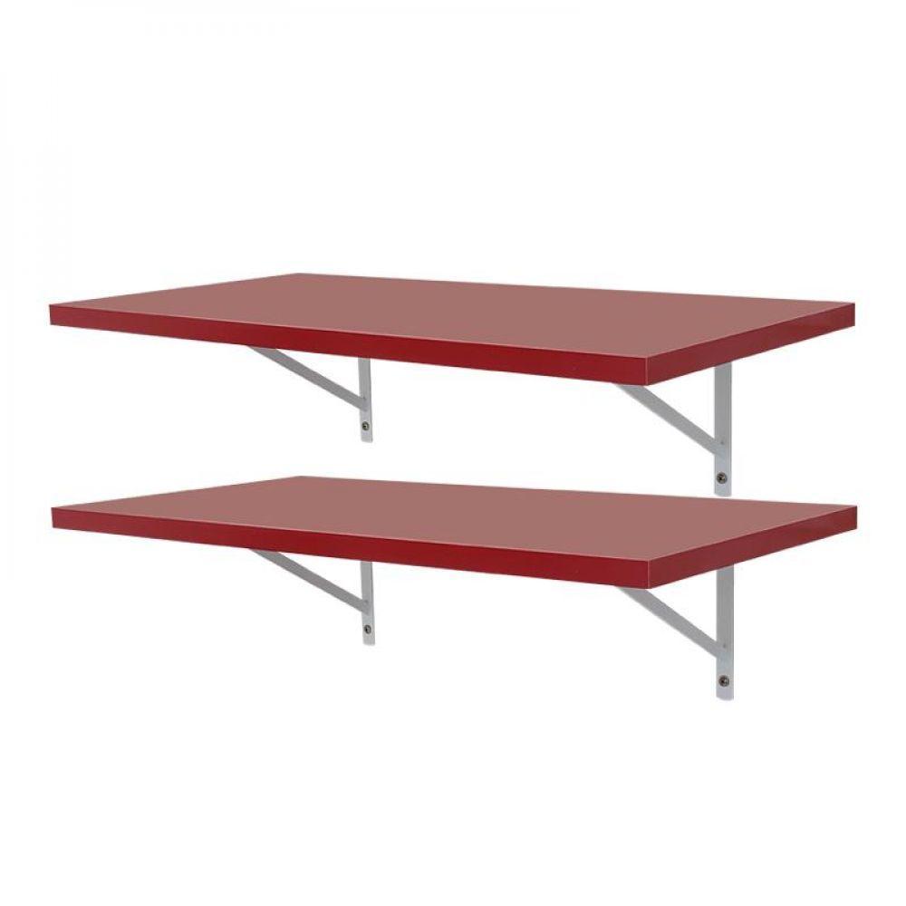 Kit 2 Prateleiras 90 X 30cm Vermelha Com Mão Francesa - 2