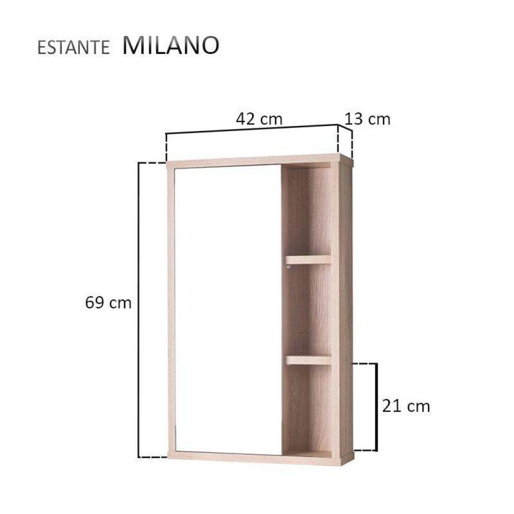 Espelho Para Banheiro Com Armário Milano Carvalho - 5