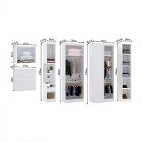 Quarto De Canto Solteiro Com Guarda Roupas Cabeceira E Mesa De Cabeceira Alpes Luciane Móveis Branco Pf Com Branco Pf - 10