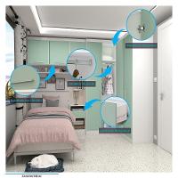 Quarto De Canto Solteiro Com Guarda Roupas Cabeceira E Mesa De Cabeceira Alpes Luciane Móveis Branco Pf Com Verde Pf - 3