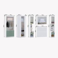 Quarto De Canto Solteiro Com Guarda Roupas E Mesas De Cabeceira Alpes Luciane Móveis Branco Pf Com Verde Pf