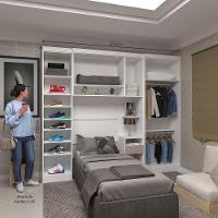 Quarto De Solteiro Com Guarda Roupas E Mesa De Cabeceira Alpes Luciane Móveis Branco Pf Com Cinammon Pf - 5
