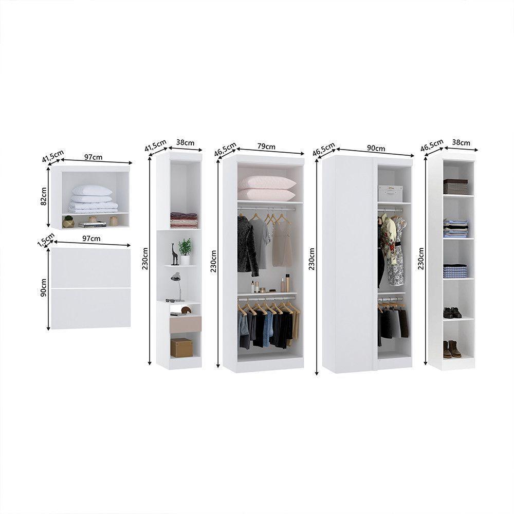 Quarto De Canto Solteiro Com Guarda Roupas Cabeceira E Mesa De Cabeceira Alpes Luciane Móveis Branco Pf Com Cinammon Pf - 4