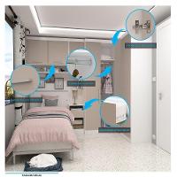 Quarto De Canto Solteiro Com Guarda Roupas Cabeceira E Mesa De Cabeceira Alpes Luciane Móveis Branco Pf Com Cinammon Pf - 3