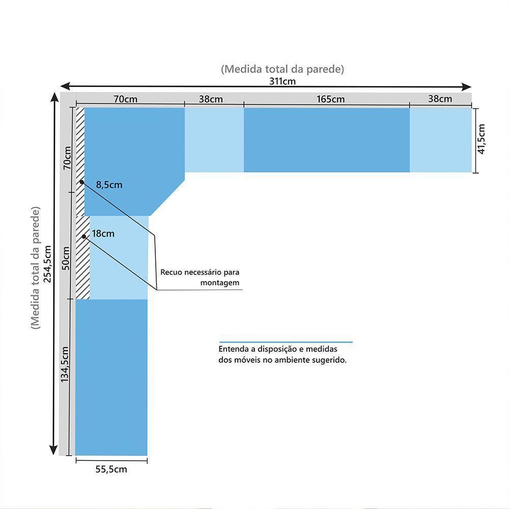 Quarto De Canto Casal Com Guarda Roupas Cabeceira E Mesas De Cabeceira Alpes Luciane Móveis Branco Pf Com Grey Sky Pf - 2