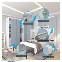 Quarto De Canto Casal Com Guarda Roupas Cabeceira E Mesas De Cabeceira Alpes Luciane Móveis Branco Pf Com Grey Sky Pf - 5