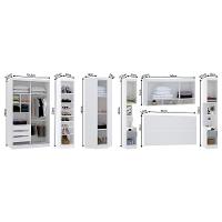 Quarto De Canto Casal Com Guarda Roupas Cabeceira E Mesas De Cabeceira Alpes Luciane Móveis Branco Pf Com Grey Sky Pf - 7