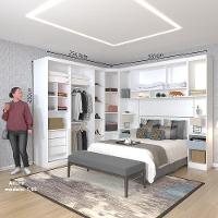 Quarto De Canto Casal Com Guarda Roupas Cabeceira E Mesas De Cabeceira Alpes Luciane Móveis Branco Pf Com Grey Sky Pf - 9