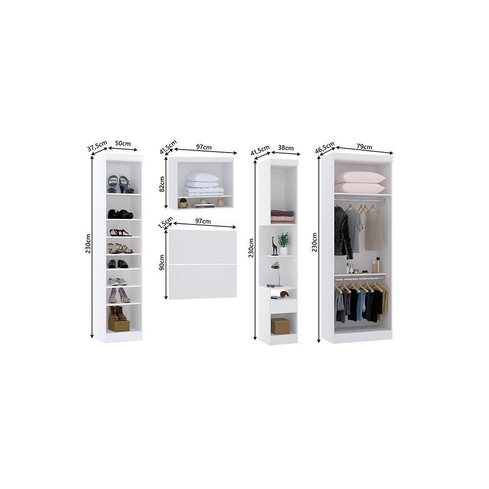 Quarto De Solteiro Com Guarda Roupas E Mesa De Cabeceira Alpes Luciane Móveis Branco Pf Com Branco Pf - 4