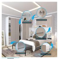 Quarto De Canto Casal Com Guarda Roupas Cabeceira E Mesas De Cabeceira Alpes Luciane Móveis Branco Pf Com Cinammon Pf - 3