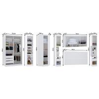 Quarto De Canto Casal Com Guarda Roupas Cabeceira E Mesas De Cabeceira Alpes Luciane Móveis Branco Pf Com Branco Pf - 10