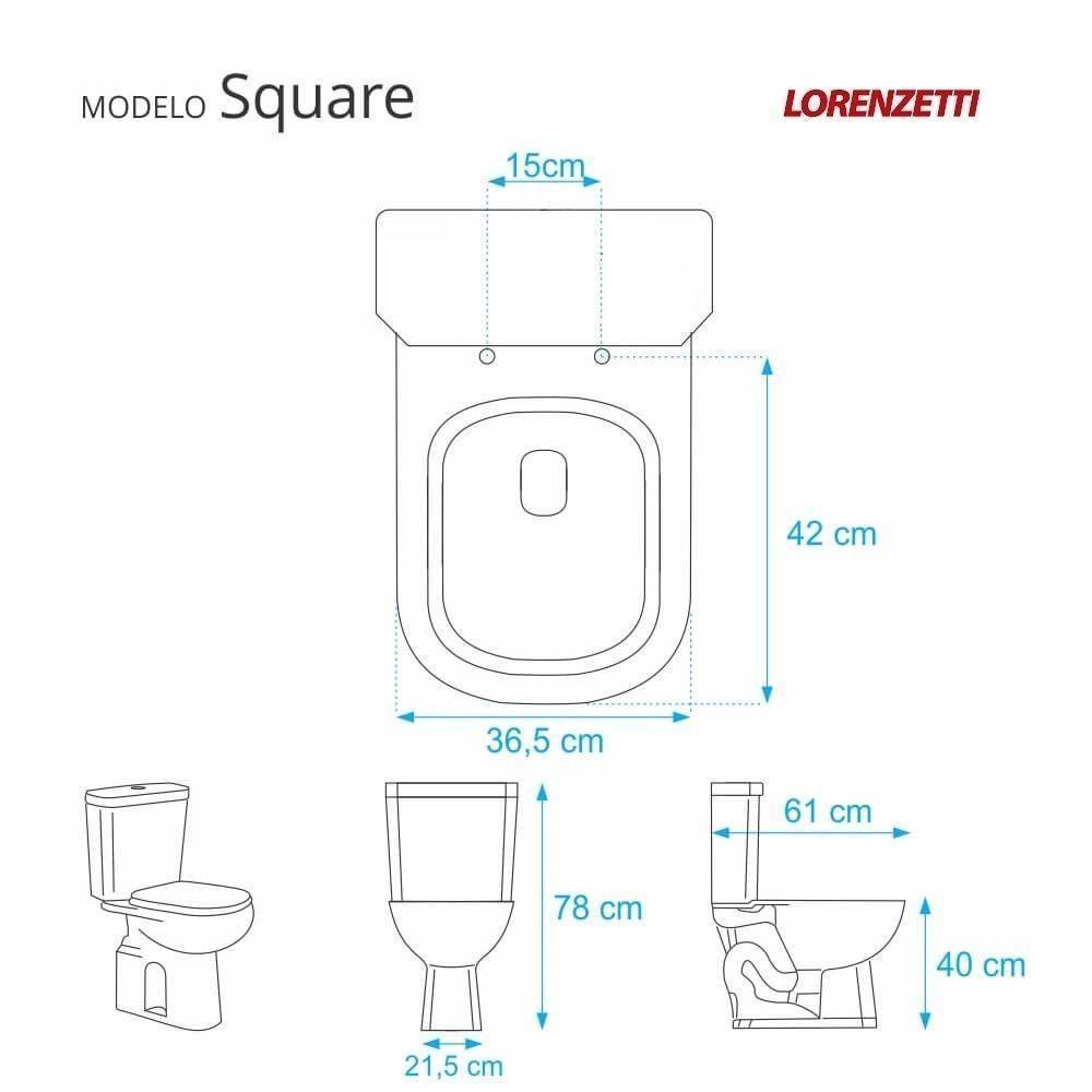 Assento Sanitário Poliéster Square Branco Lorenzetti - 3