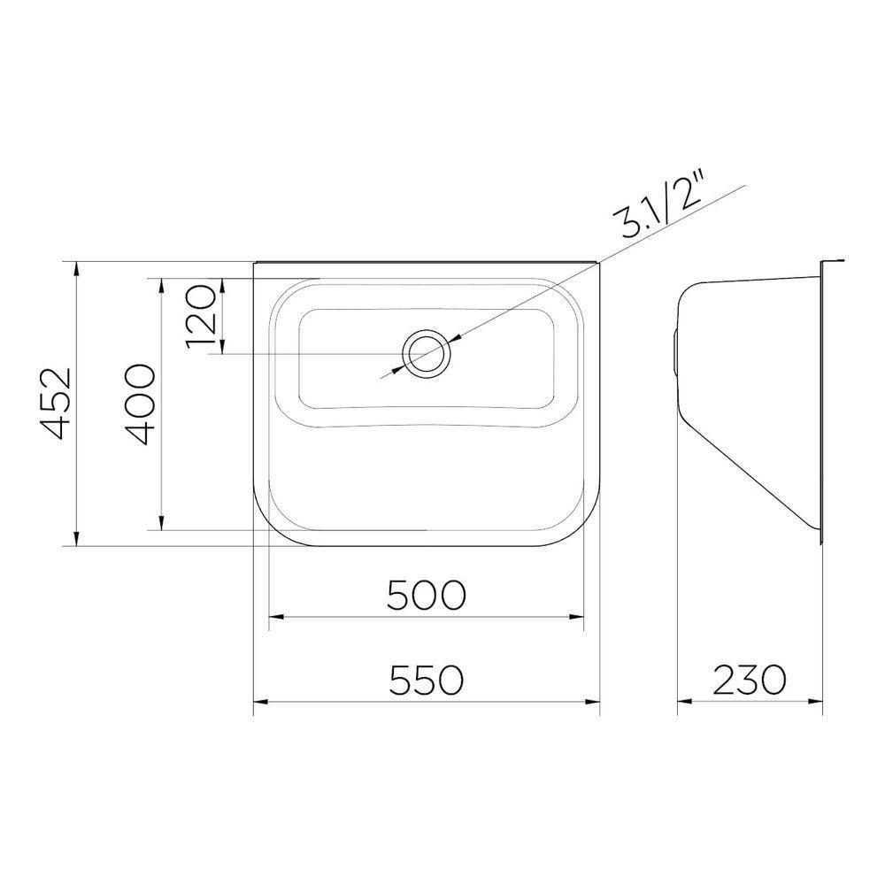 Tanque De Parede Docol 32L Alto Brilho 55X45 Cm Com Válvula - 2