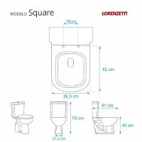 Tampa de Vaso Poliéster Square Branco para Bacia Lorenzetti - 7