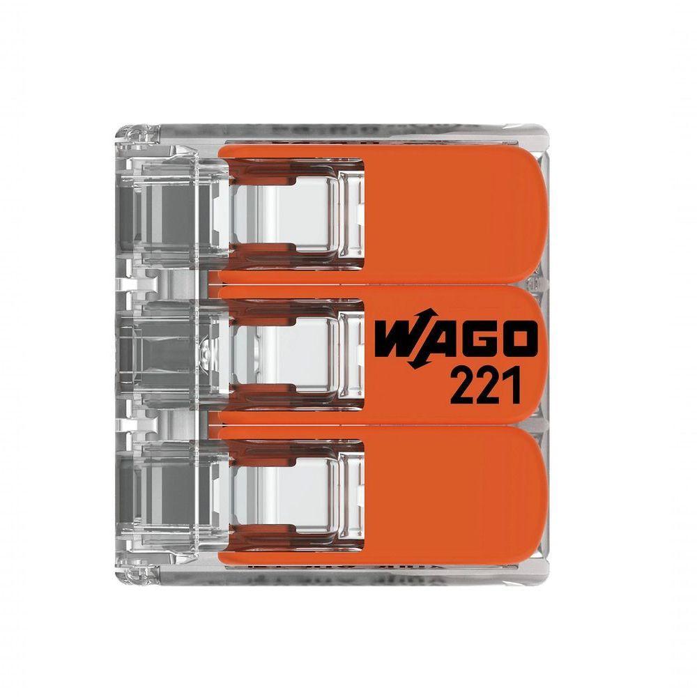 Conector Emenda Compacto Wago 221-613 - 3 Pólos Até 6mm² - 3