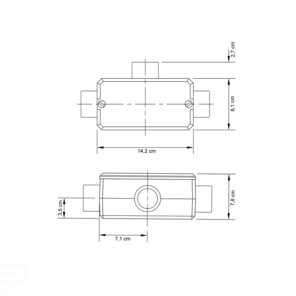Condulete Fixo 1.1/2" Tipo "t" - Com Tampa / Rosca Bsp / Sem Pintura Tramontina - 2