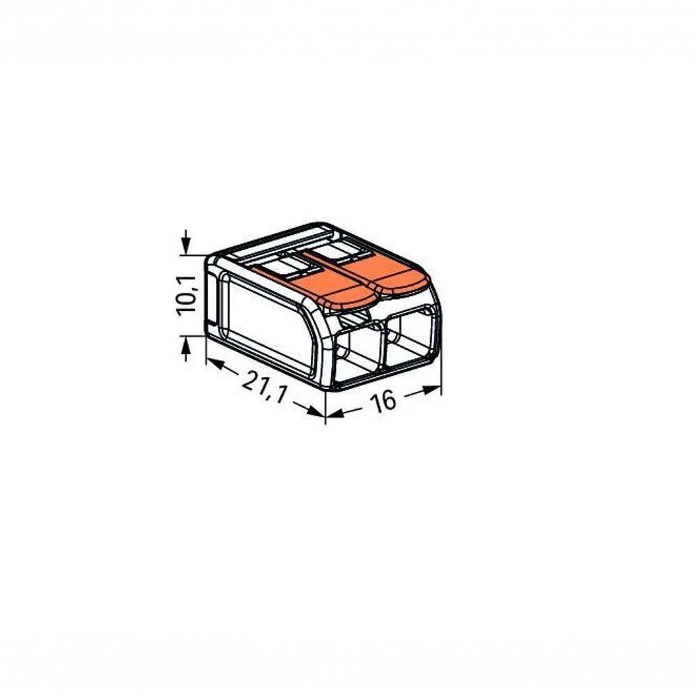 Conector Emenda Compacto Wago 221-612 - 2 Pólos Até 6mm² - 3