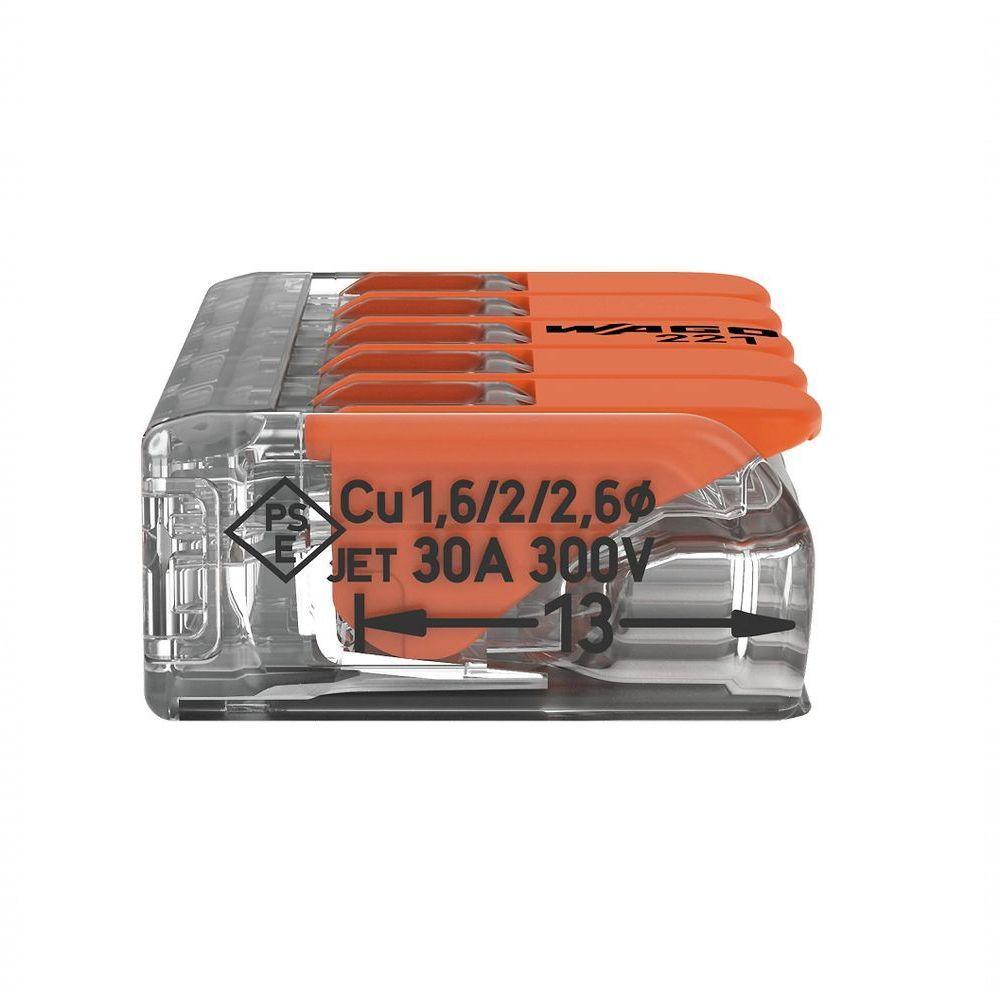 Conector Emenda Compacto Wago 221-615 - 5 Pólos Até 6mm² - 4