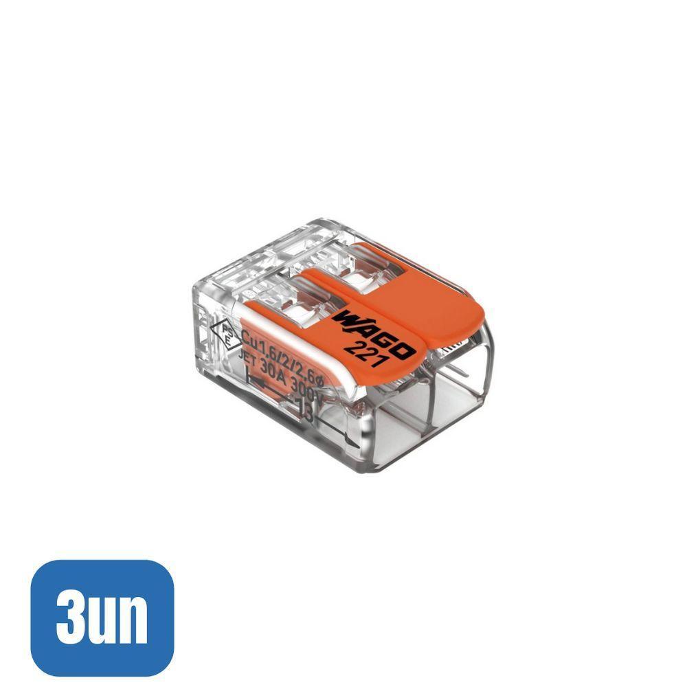 3 Conectores Automáticos Até 6,0mm 2 Polos 41a - Wago - 1